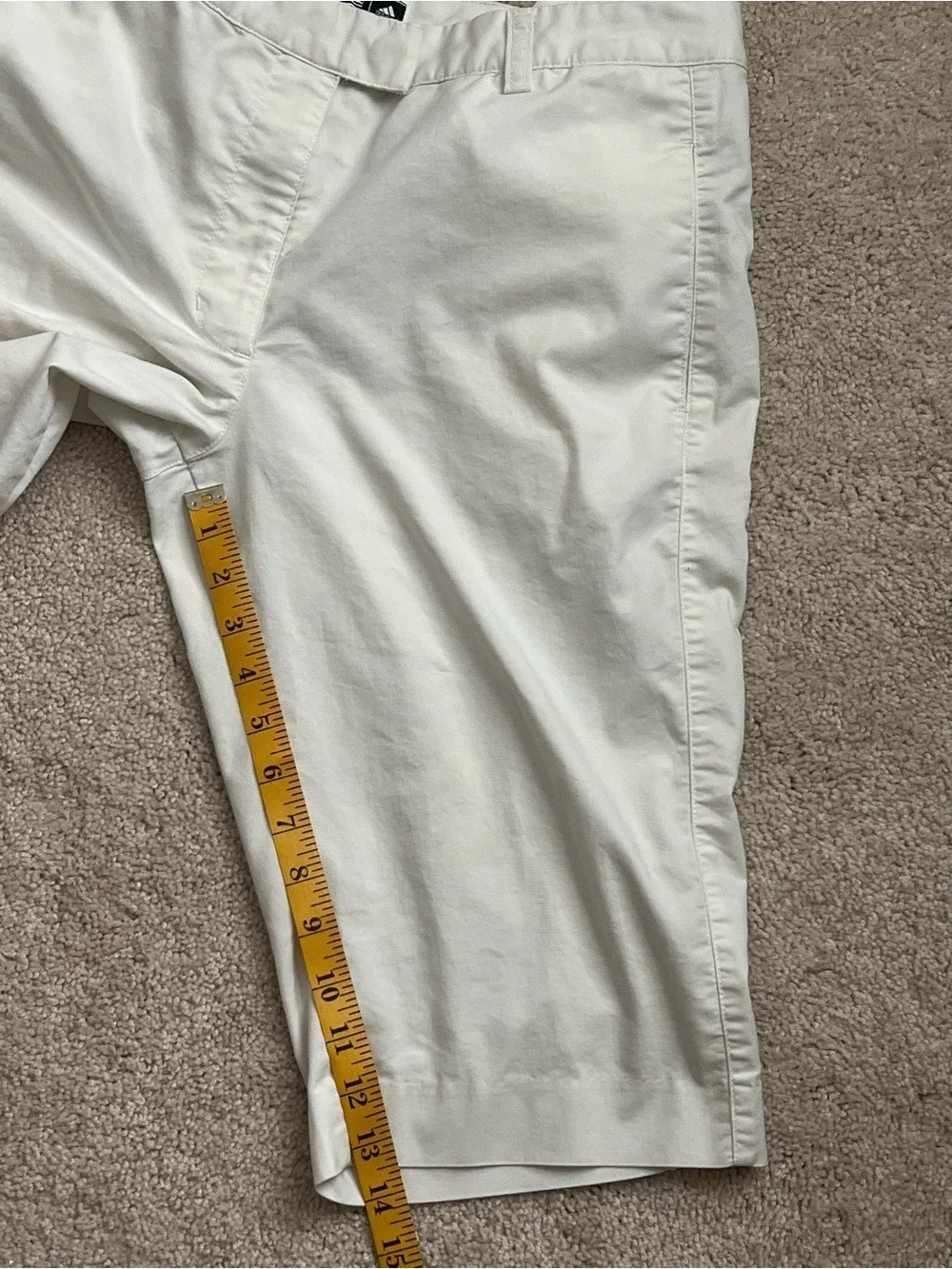 Adidas Stretch White Flat-Front Bermuda knee-length Walking Shorts with Pockets